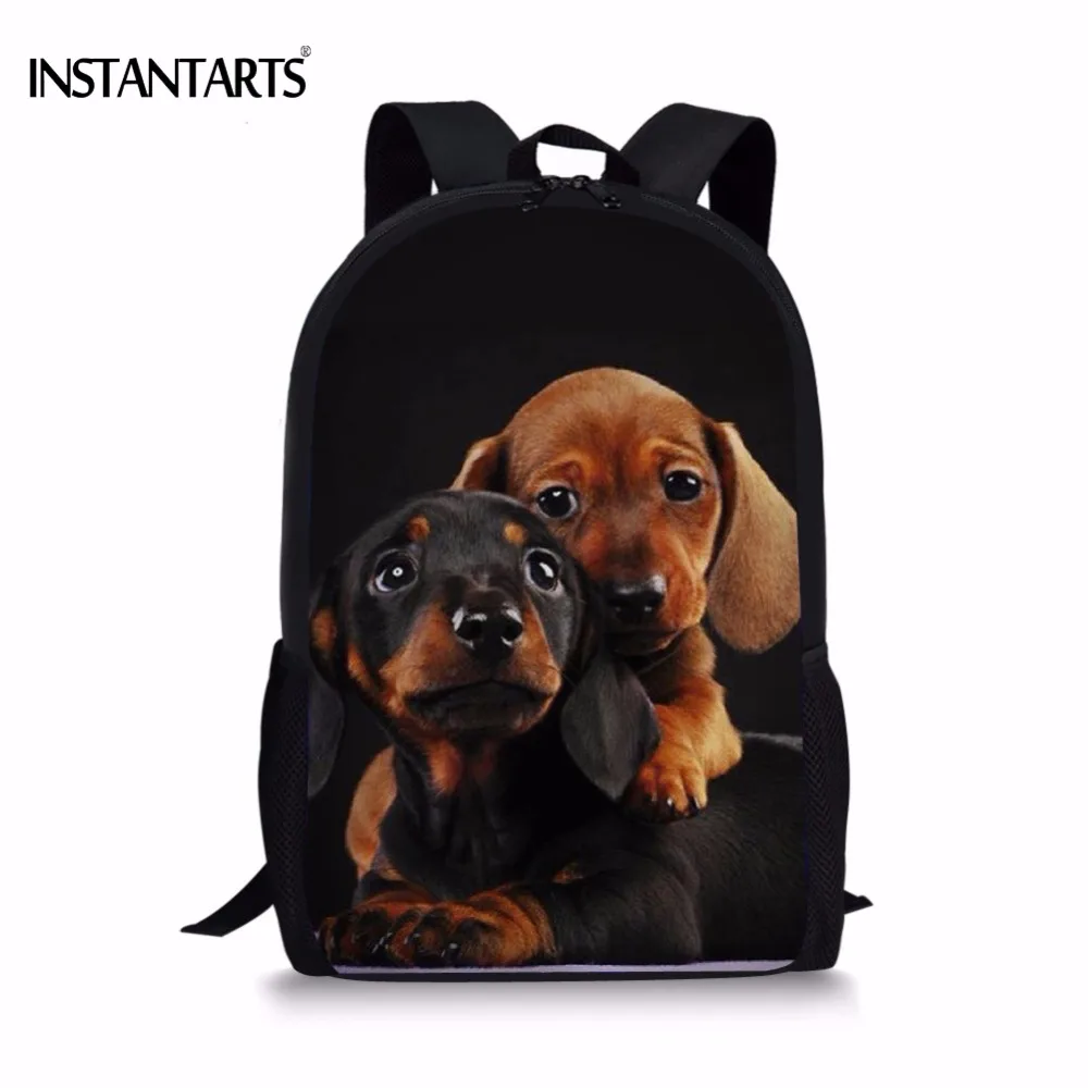 INSTANTARTS Funny Puppy Dachshund Print Kids Backpacks Girls Boys