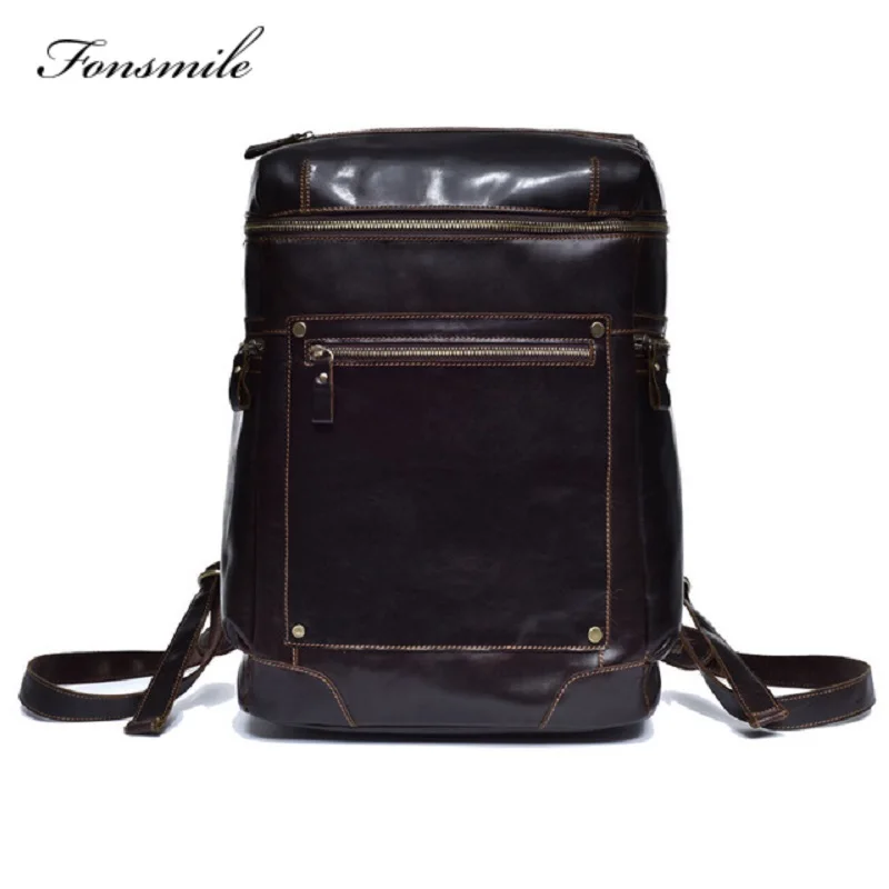 

T022 Multifunction Men's Genuine Cow Leather Backpack Laptop Male School Bag High Quality Men Daypacks Style Casual Travel Bag