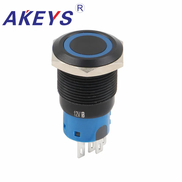 PX19B-P11Z-E-A Momentary Latching Press Button 19mm Push Button Key Switch Black Shell