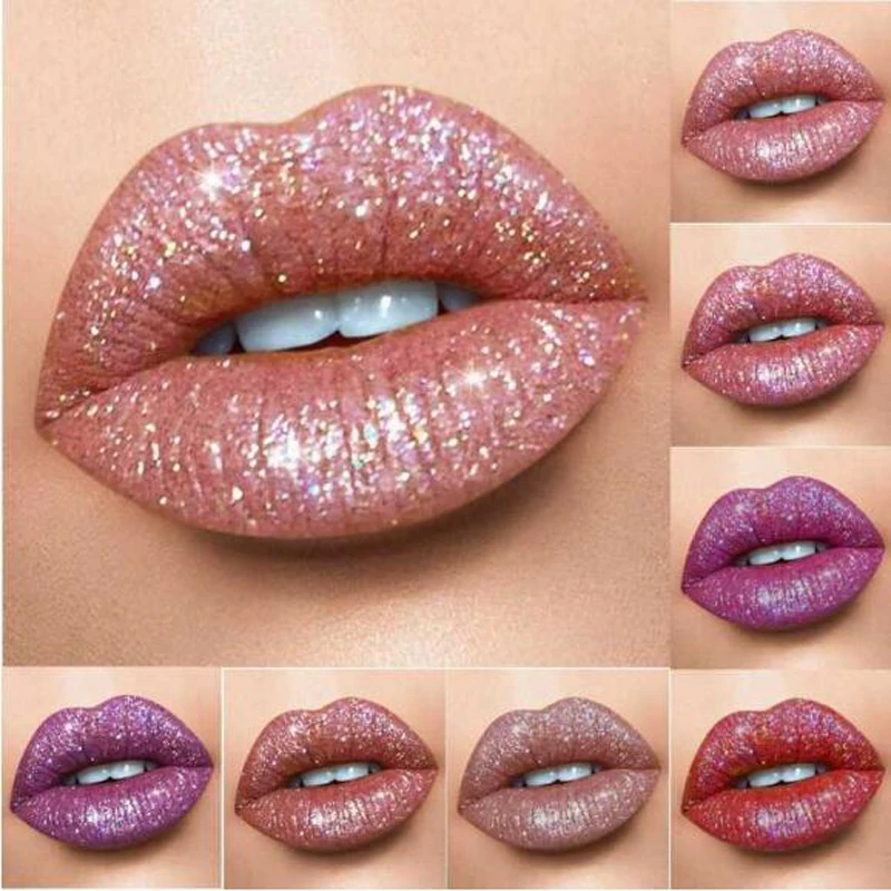 pudaier Shimmer Lipgloss Makeup Pearl Liquid Lipstick Matte Vivid Glitter Lip Gloss Non stick