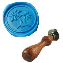 Винтаж кокосовой пальмы свадебные приглашения индивидуальный логотип Воск уплотнительное штамп палисандр ручки комплект