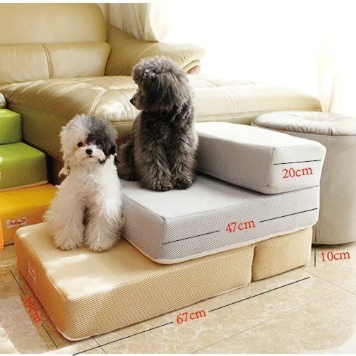 

67*39*10cm Breathable Mesh Foldable Pet Stairs 2 Steps Ladder for Small Dogs Puppy Cat Bed Cushion Mat Detachable Dog Ramp CW016