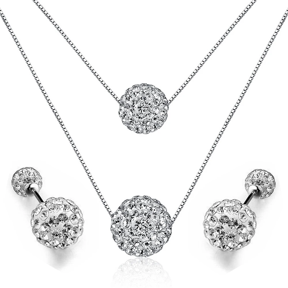 

100% Silver 925 AAA Jewelry Sets for Women Necklaces& Earrings Multilayer Double Choker Statement Necklace Set