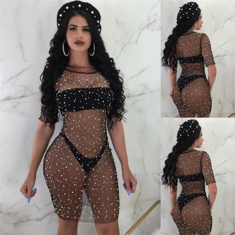 

Women Sexy Mesh Beach Bathing Suit Cardigan Bikini Swimwear Cover Up Tops Beach Dress