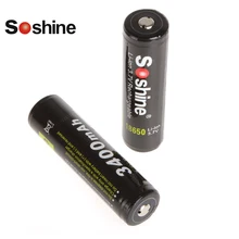 2x Soshine 3,7 В 3400 мАч 18650 Rechargeble Батарея защищенный высокого разряда литий-ионный Батарея для светодио дный фонарик налобный фонарь