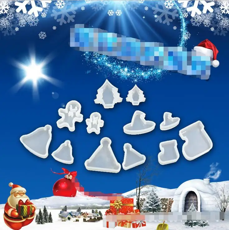 

Christmas cartoon mold DIY Pendant epoxy resin molds Dried Flower Specimen Make Jewelry Accessories Tools resin molds for jewelr