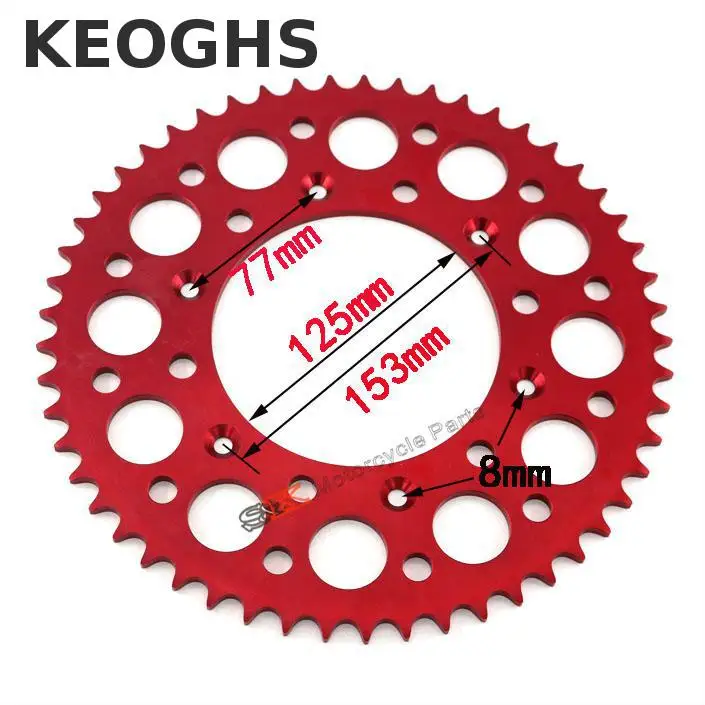 

Keoghs High Quality Dirt Bike Chain Sprocket 7075 Cnc Aluminum 49t/52t/53t Light Weight For Honda Kawasaki Ktm Motocross Modify