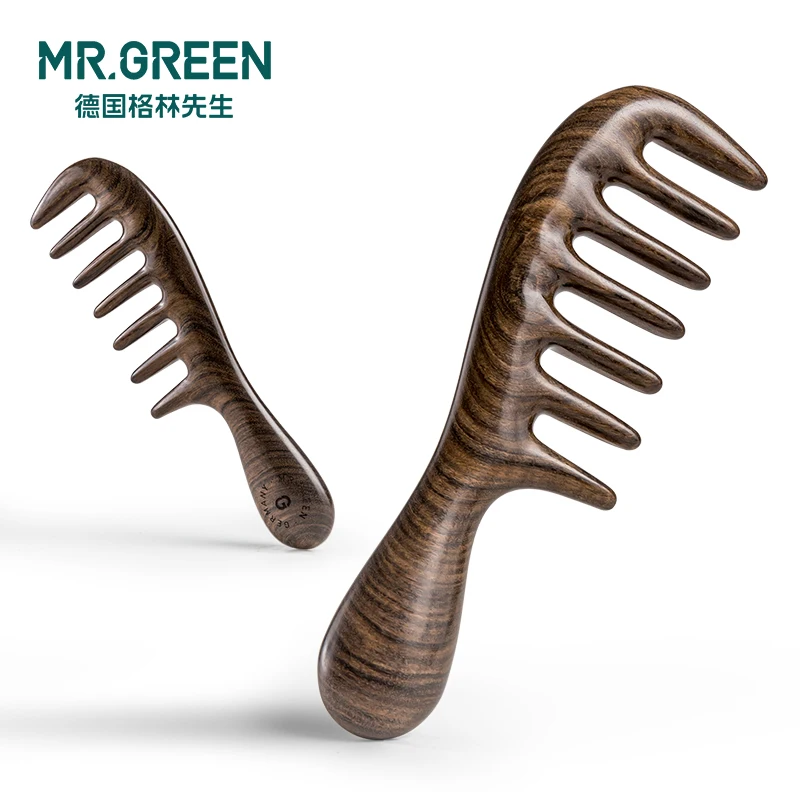 Гребень Mr.green деревянный широкозубчатый гребень женский кудрявый мужская