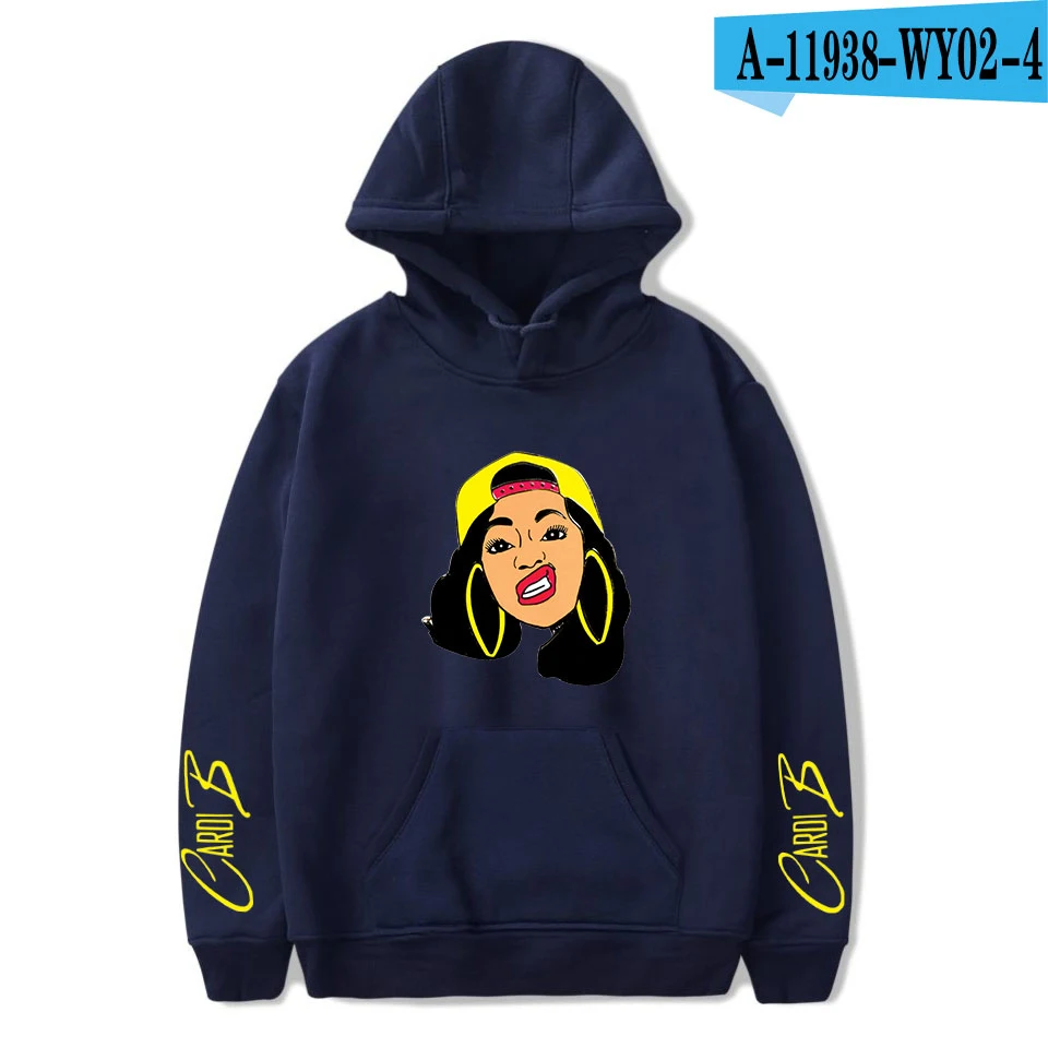navy blue Cardi B хлопковая толстовка для женщин мужчин повседневное Толстовка Cardi B толстовки женский красный пуловеры высокого качества Harajuku с капюшоном - Цвет: navy blue