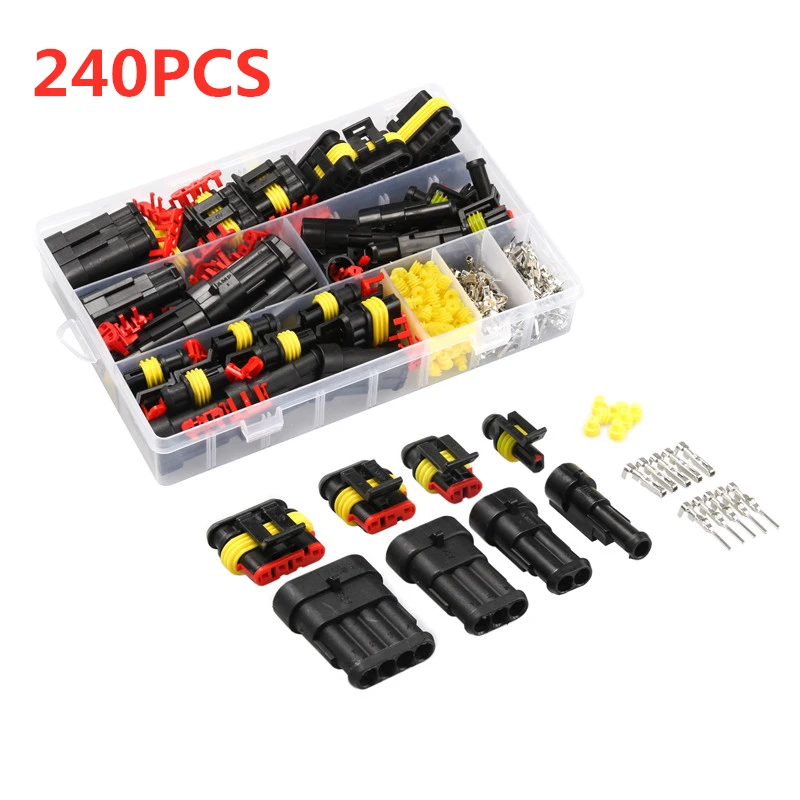 

352PCS 1/2/3/4Pin HID Waterproof Terminal Electrical Wire Connectors and Vehicle Blade Fuses Automotive Mini Fuse Set