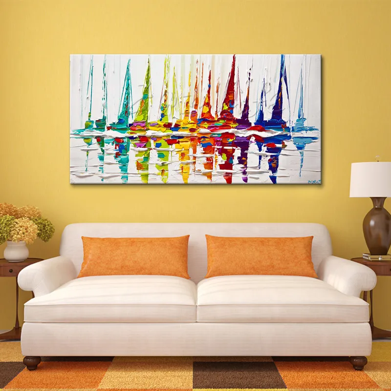 

Sailing photo wall of the sitting room of modern classic oil painting canvas abstraction hand-painted oil painting2