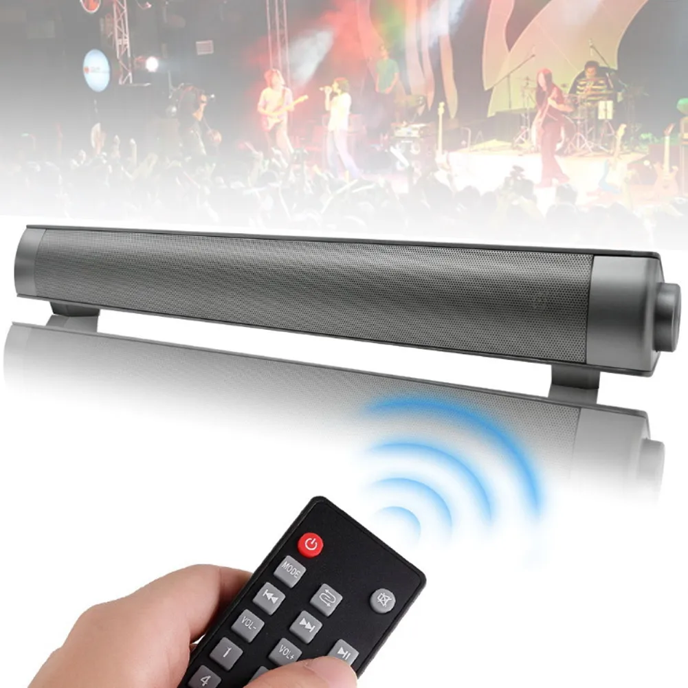 

Mini Bluetooth Sound Bar with Remote Control Support TF Card AUX USB Charging LSMK99