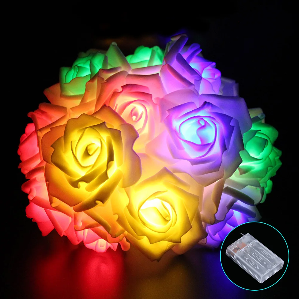 

Rose LED String Light 2M DC5V 20LED Colorful Holiday Light Battery Operated Christmas Lights for Wedding Decoration