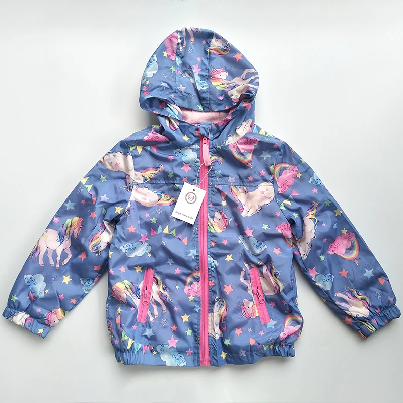 

Fashion Baby Girls Jackets Hooded Unicorn Rainbow Pattern Kids Windbreakers Coat Autumn Winter Jackets For Girl Children Coat