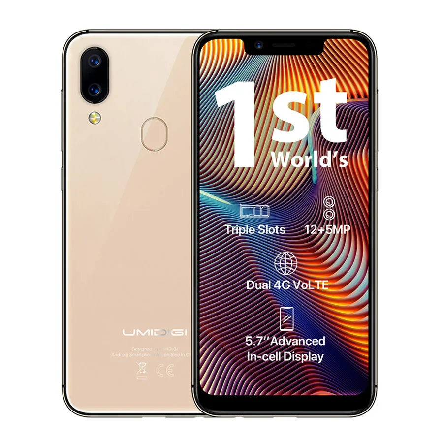 UMIDIGI A3 Pro Android 8 1 5 7 ''HD 19:9 полный Экран 3 ГБ 32 4 ядра Face Unlock 3300 мАч 12MP + 5MP двойной 4G OTG