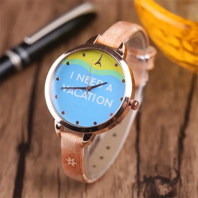 

MINHIN Personalized Fashion Women Quartz Watch Large Dial Casual Vacation Watch Strap Bracelet Female Models Leather Band Watch