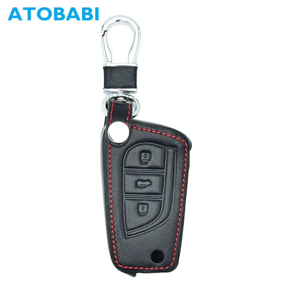ATOBABI Leather Car Key Case Keychain For New Toyota Camry Highlander