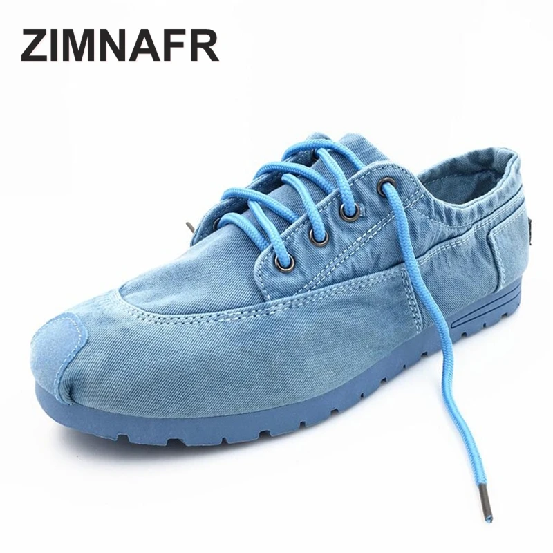 Мужская повседневная парусиновая обувь ZIMNAFR синие парусиновые туфли на плоской