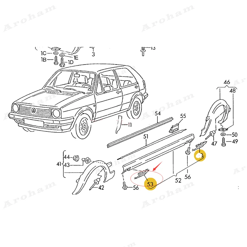 191 853 917 для Vw Golf 2 Mk2 Jetta Gti большой бампер боковая юбка Джек откидной клапан передний/задний/левый/правый 90 спец точек крышка модели Cills