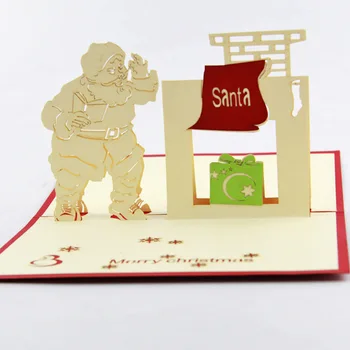 

Qubiclife Santa Claus with chimney Christmas card creative handmade cards