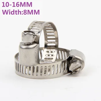 

(100PCS/lot) High Quality Stainless Steel 10-16mm American style hose Clamp Hose Hoop Pipe hose Clamps width 8MM-Small AmericanA