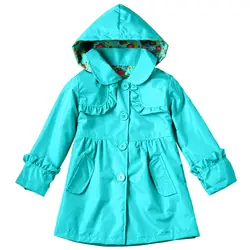 Детская одежда с длинными рукавами с капюшоном Мода Водонепроницаемый куртка синий 110 см (3-4)