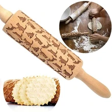 Рождественский подарок узор тисненая Скалка Для DIY Кухня пряники печенье носки Снеговик конфеты узор Прямая