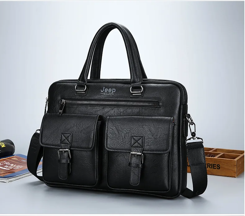 ZYJ Men Business Travel Leather Laptop Briefcase Male Bags Causal Sling Messenger Shoulder Portfolio Briefcase Bag Handbag Bolsa (20)