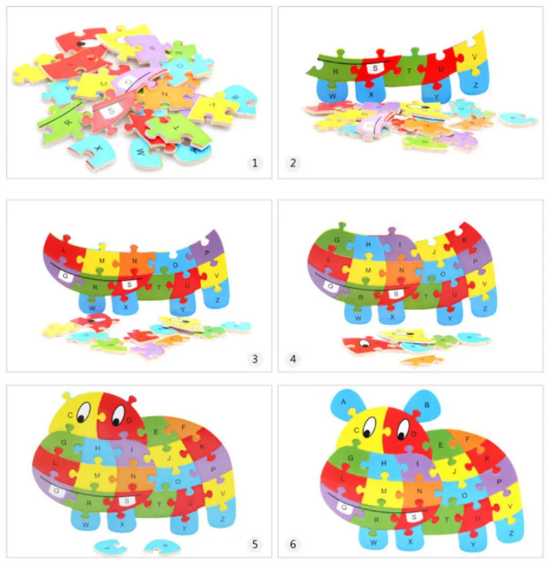 Алфавит черепаха Бегемот головоломка Бабочка Животные Пазлы подарки на день рождения динозавр игрушка "Лев" для детей Рыба деревянные игрушки головоломки