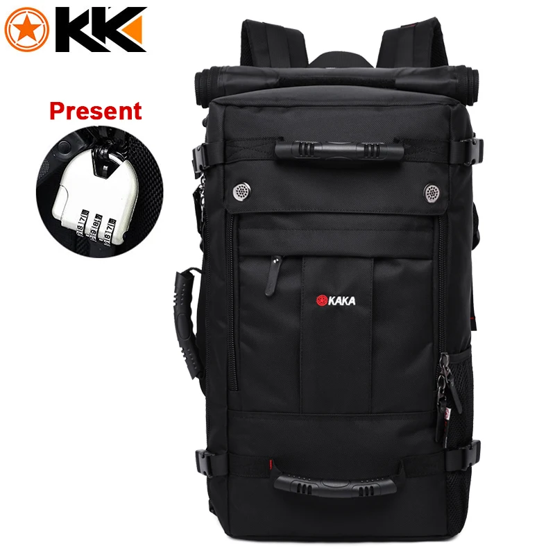 

KAKA Black Men Backpack Travel Bag 40L Large Capacity Polyester Waterproof Backpacks Unisex High Quality Travelling Luggage Bags