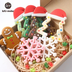 Let's make Silicone Teether Christmas Tree Gingerbread Man Nursing Accessories Snow Food Grade DIY Teething Necklace Teether