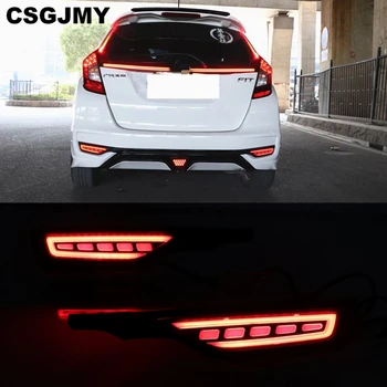 

CSGJMY 2PCS Rear Fog Lamp 12V Car LED Rear Bumper Light Brake Light Flowing Turn Signal Reflector For Honda Fit Jazz 2018 2019