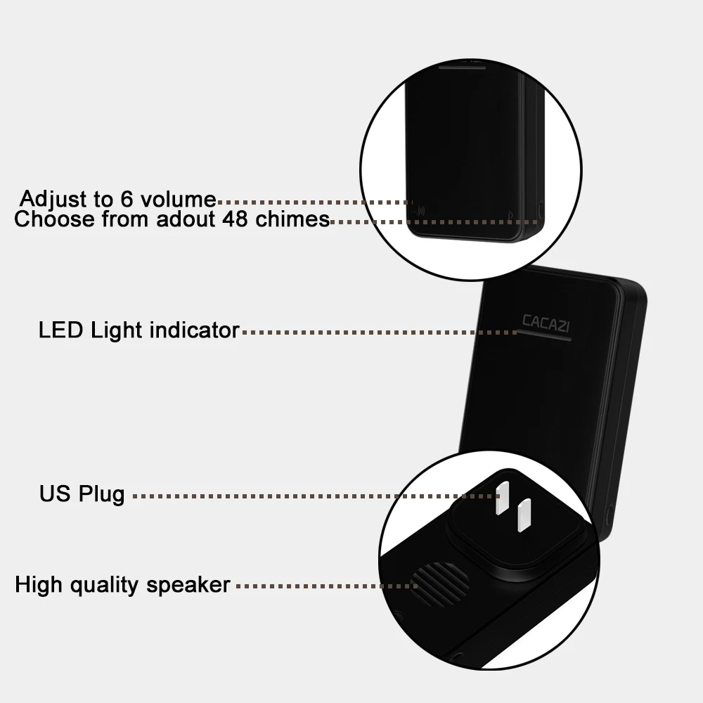 Беспроводной дверной звонок Водонепроницаемый Смарт 300 м дистанционный светодиодный Передатчик Кнопка домашний звонок 48 колец 6 громкости дешевый дверной Звонок
