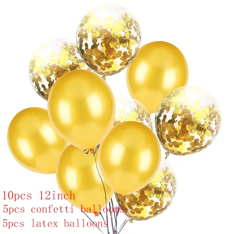 10 шт. 12 дюймов металлические цвета латексные шары воздушные шары с конфетти надувной шар для дня рождения, свадьбы, вечеринки - Цвет: 5 gold con 5 gold