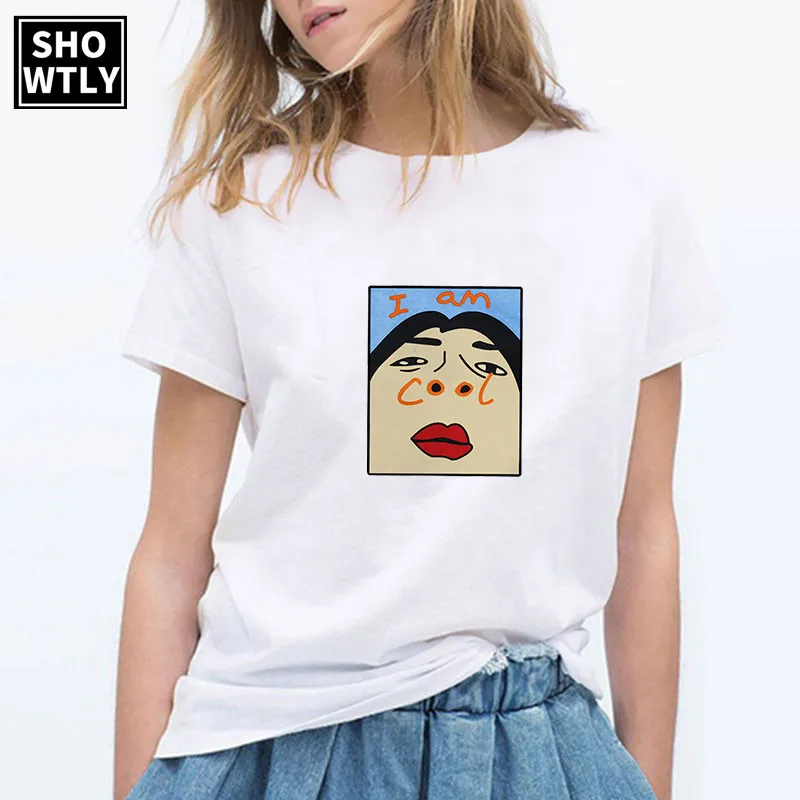 Женская футболка с коротким рукавом и принтом единорога большие размеры Harajuku Kawaii
