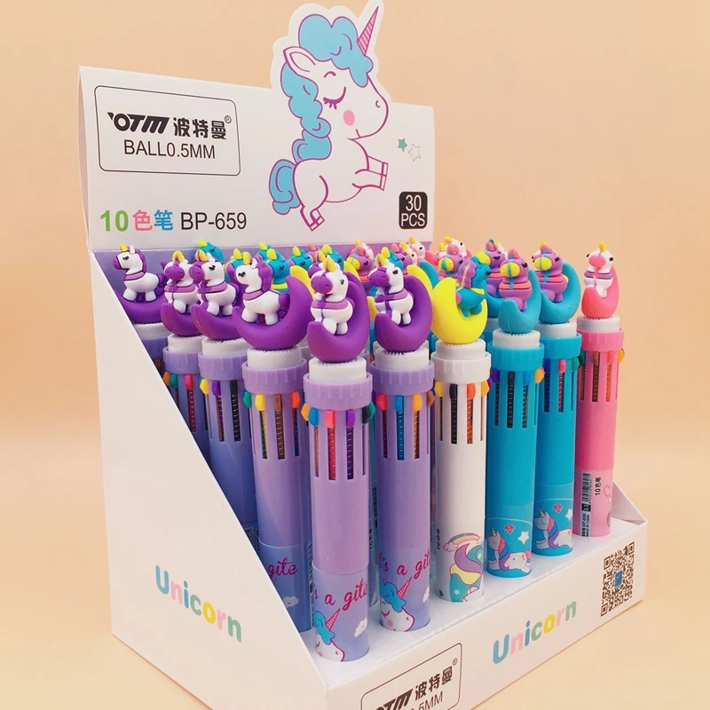 Esferográfica de Material Presente da Promoção Lote 10 Unicórnio Cor Caneta Escolar Kawaii Ball Pen For Kids Escola Suprimentos 30 Pçs - Lua 8 Pen for Kids Presente Da Promoção Escola Suprimentos