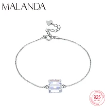 Браслеты Malanda с квадратным кристаллом от Swarovski, браслеты для женщин, модный браслет из стерлингового серебра, свадебные офисные ювелирные изделия, подарок