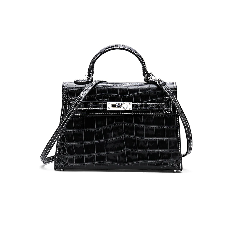 

New Mini Kelly Bag Sac A Main Femme Genuine Leather Alligator Platinum Handbag 2018 Large Capacity Fashion Single Shoulder Bag