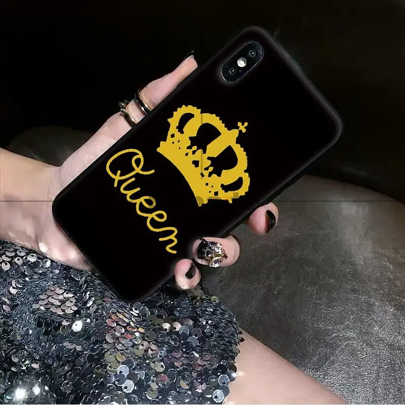 Babaite король и королева пара Корона черный чехол для телефона оболочка Apple iPhone 8 7 6 6S