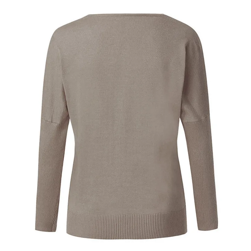 New Fashion Women Autumn Winter Batwing Sleeve Solid Knitted Casual Daily Sweater Brief Pullover Tops Blouse #4F09 (15)
