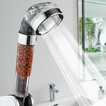 Adjustable Jet Shower Head Bathroom High Pressure Water Hand-held Energy Saving Negative Ion Filter SPA Shower Head Booster Rain