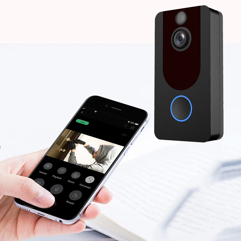 V6/V7 HD WiFi Real-Time Video Doorbell Wireless Security Camera Automatic induction Video isual Intercom for iOS&Android