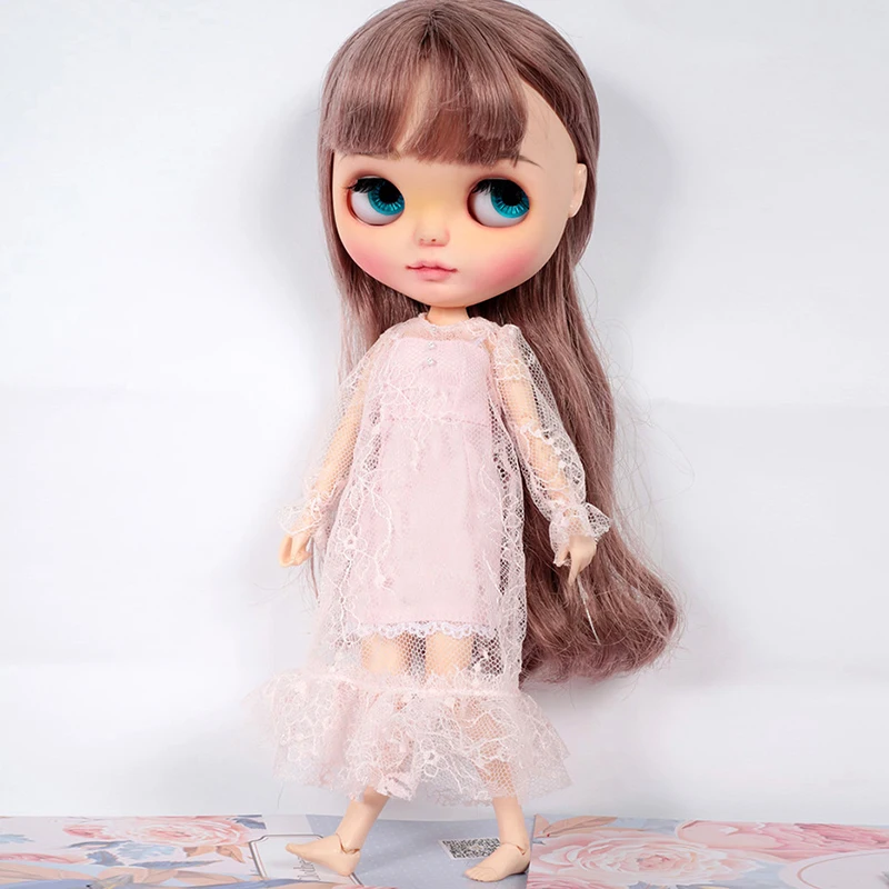 

2PCS/set Fairy Princess Dress Lace Braces Skirt + Transparent dress for Blyth azone licca 1/6 dolls accessories clothes for doll