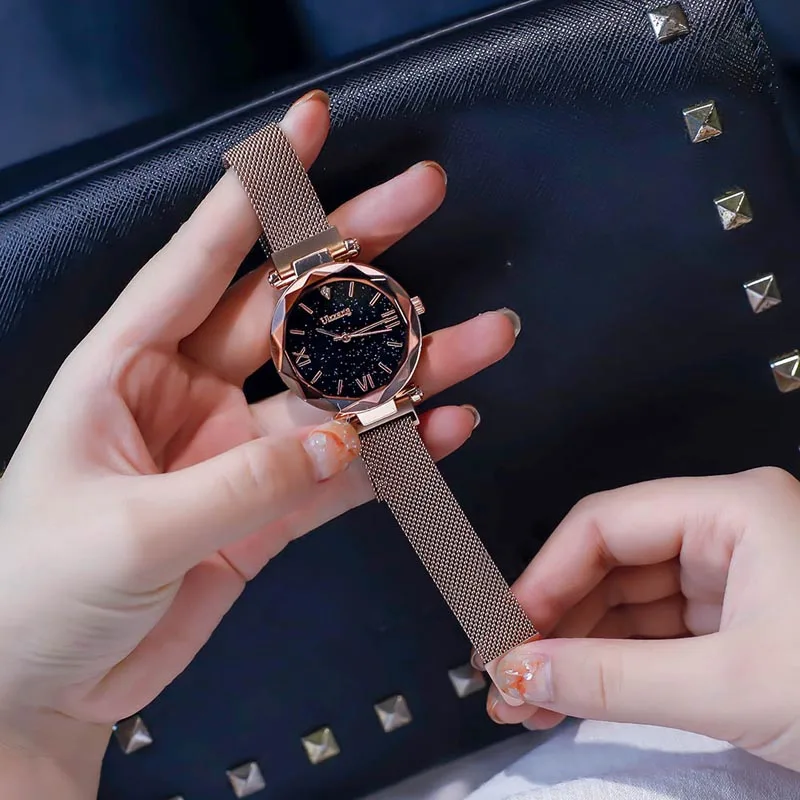 Новые женские часы Звездное небо кладка магнит ремешок Пряжка сплав ремень часы подарок на день рождения m99