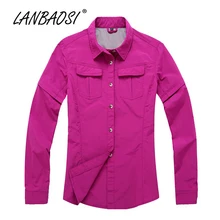 LANBAOSI Спорт на открытом воздухе женские походные рубашки тактическая молния с рукавом быстросохнущая трансформер анти-УФ дышащая водостойкая