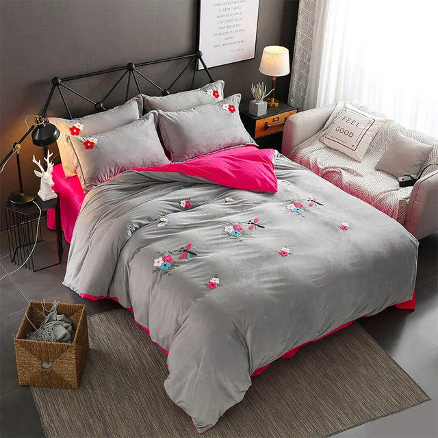 100Cotton Luxury Velvet Towel Embroidery Bedding Set Bedsheet