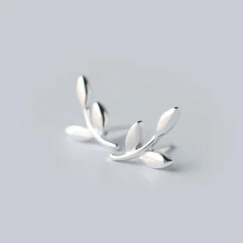 

MloveAcc 925 Sterling Silver Leaf Ear Jewelry Tiny Stud Earrings Women Dainty Leaves Small Earrings Studs Brinco