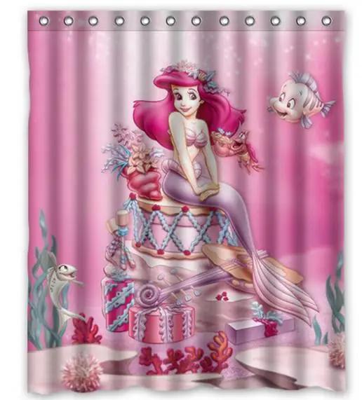 Custom Home Decor Little Mermaid PINK Fabric Moden Shower Curtain bathroom Waterproof 66&quotx72&quot Free Shipping | Дом и сад