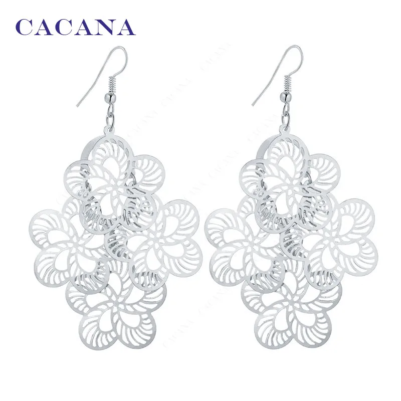 CACANA Dangle Long Earrings For Women Surround Flowers Top Quality Bijouterie Hot Sale No.A113 A114