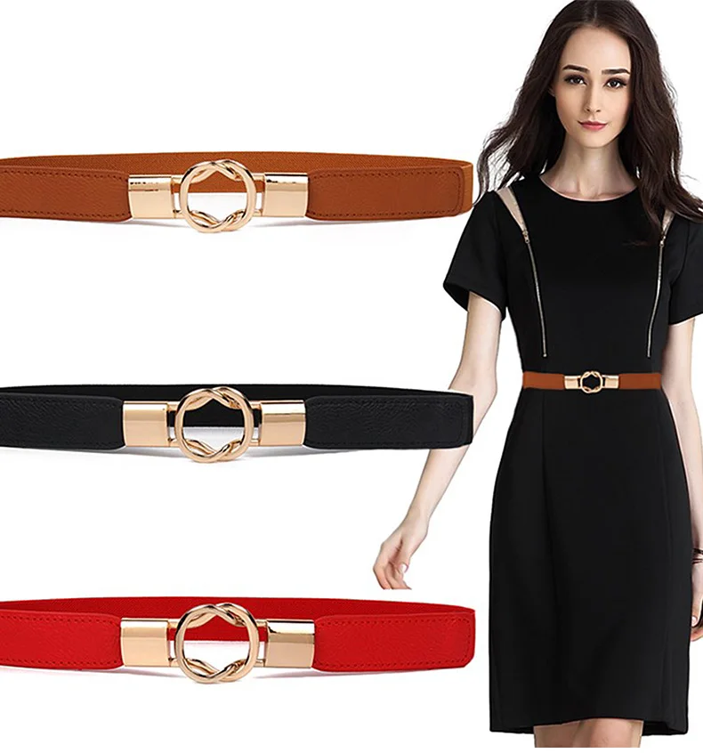 1 (1)Adjustable Women Belts Fashion PU 4 Colors Windbreaker Waist Band Thin Elastic Waist Belt Dress Apparel Accessories Hot Sale